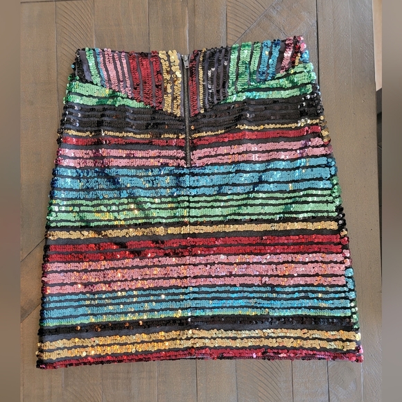 Anthropolgie Womens Moulinette Soeurs Multi Color Sequined Stripped Skirt Size 4 - Picture 2 of 8
